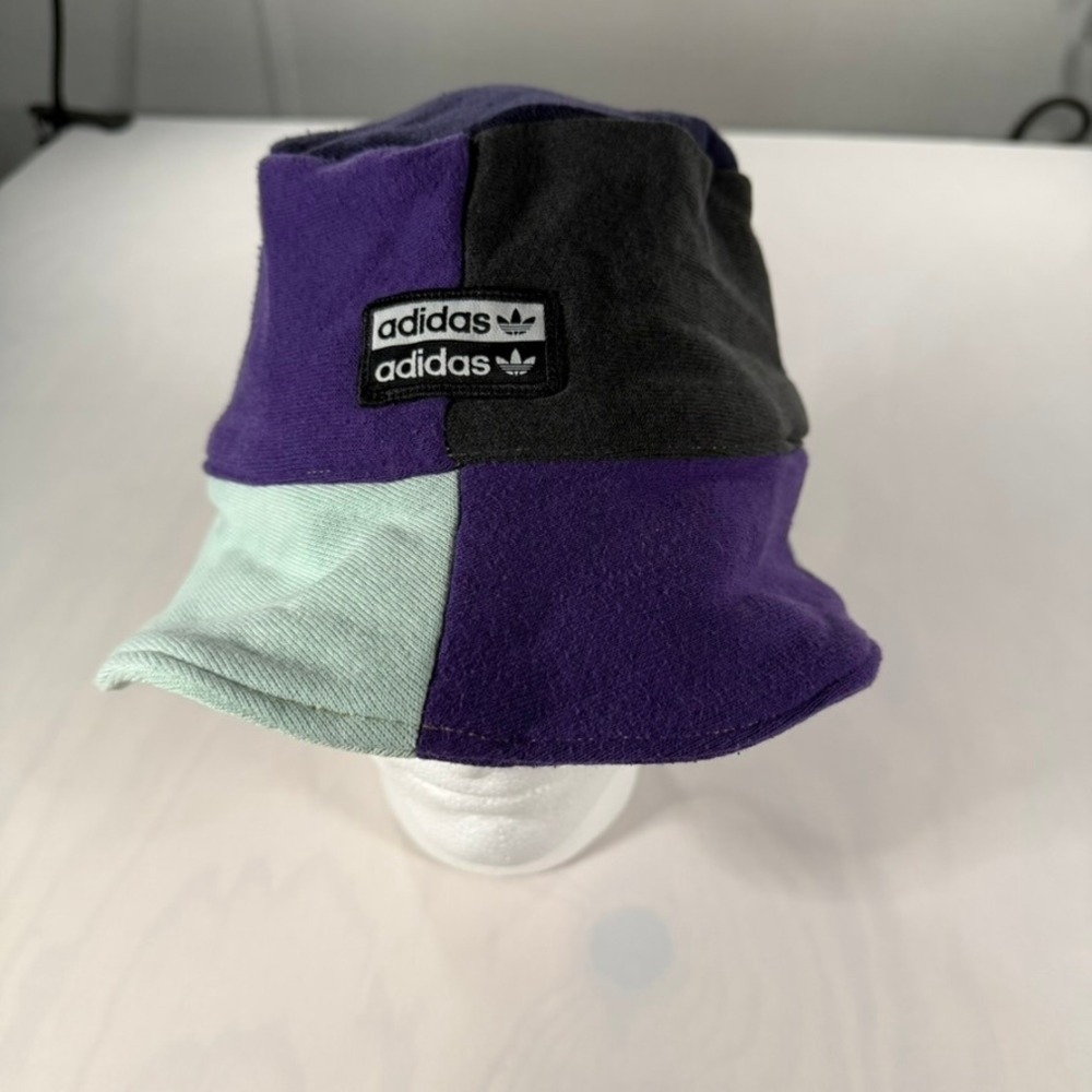 Re-Paved Adidas Bucket Hat Unisex OS Purple Patchwork Upcycled Colorblock Logo